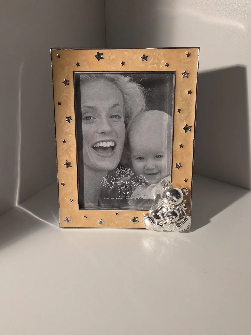 Green Tree Gallery Baby Photo Frame with Silver Bear And Star Accents